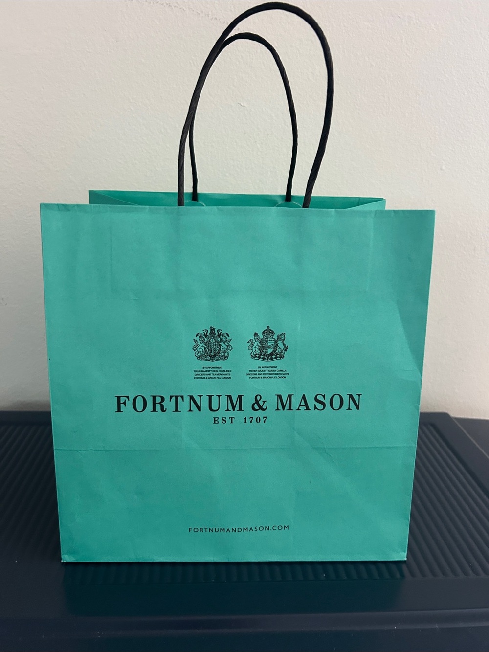 Fortnum & Mason Teal Gift Shopping Bag